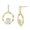 Thumbnail Image 0 of 0.145 CT. T.W. Composite Diamond Heart in Twisted Circle Drop Earrings in 10K Gold