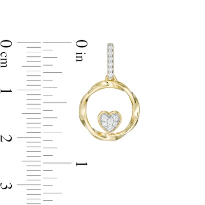 0.145 CT. T.W. Composite Diamond Heart in Twisted Circle Drop Earrings in 10K Gold