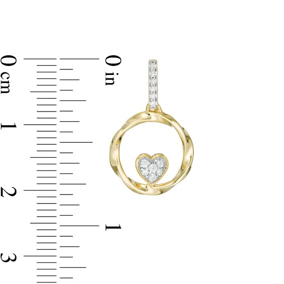 0.145 CT. T.W. Composite Diamond Heart in Twisted Circle Drop Earrings in 10K Gold