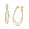 Thumbnail Image 0 of 0.115 CT. T.W. Diamond Crossover Hoop Earrings in 10K Gold