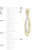 Thumbnail Image 1 of 0.115 CT. T.W. Diamond Crossover Hoop Earrings in 10K Gold