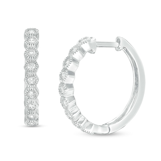 0.23 CT. T.W. Diamond Vintage-Style Hoop Earrings in Sterling Silver