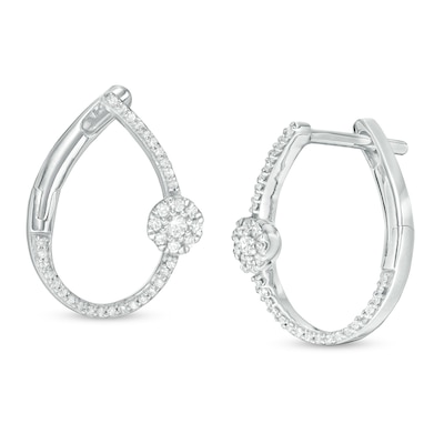 0.23 CT. T.W. Diamond Teardrop-Shaped Hoop Earrings in Sterling Silver