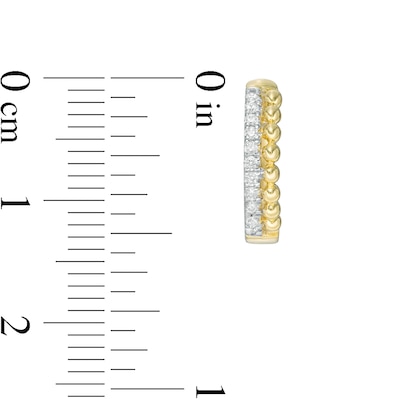 0.145 CT. T.W. Diamond Double Row Beaded Hoop Earrings in 10K Gold