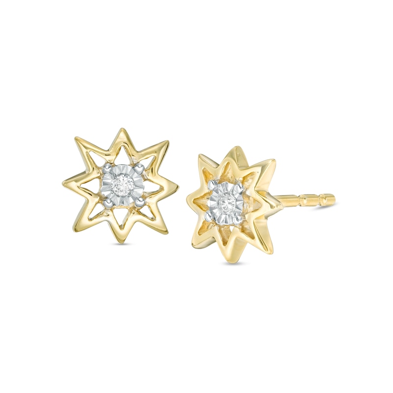 Diamond Accent Starburst Stud Earrings in 10K Gold|Peoples Jewellers