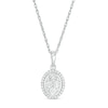 Thumbnail Image 0 of 0.085 CT. T.W. Composite Diamond Oval Frame Pendant in Sterling Silver