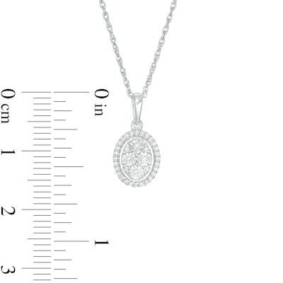 0.085 CT. T.W. Composite Diamond Oval Frame Pendant in Sterling Silver