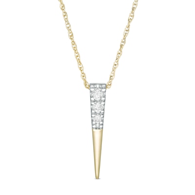 0.085 CT. T.W. Diamond Elongated Triangle Pendant in 10K Gold