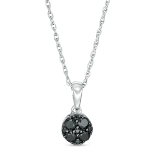 0.23 CT. T.W. Enhanced Black Composite Diamond Circle Pendant in 10K White Gold