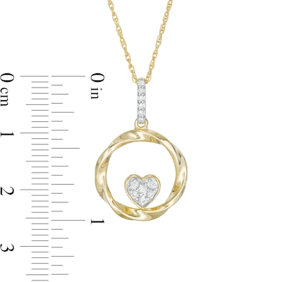 0.115 CT. T.W. Composite Diamond Heart-Shaped Twist Circle Pendant in 10K Gold