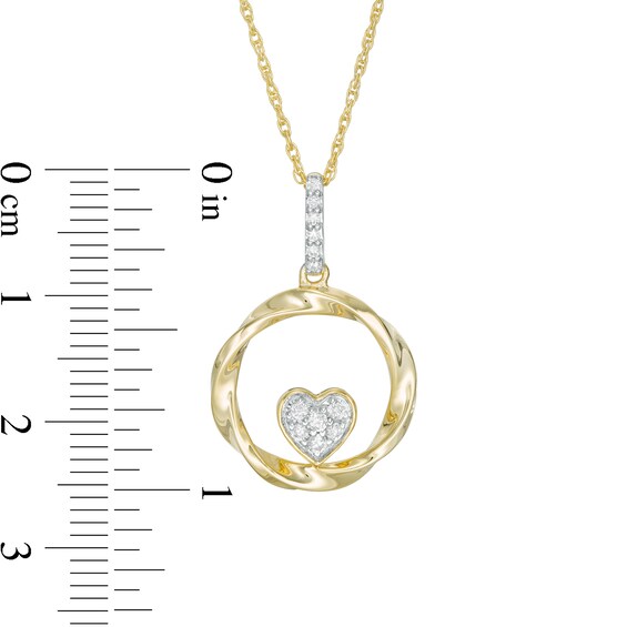 0.115 CT. T.W. Composite Diamond Heart-Shaped Twist Circle Pendant in 10K Gold