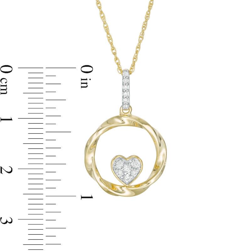 0.115 CT. T.W. Composite Diamond Heart-Shaped Twist Circle Pendant in 10K Gold|Peoples Jewellers