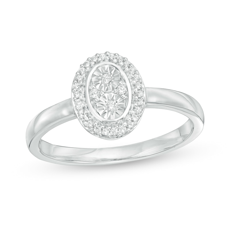 0.086 CT. T.W. Composite Diamond Oval Frame Promise Ring in Sterling Silver|Peoples Jewellers
