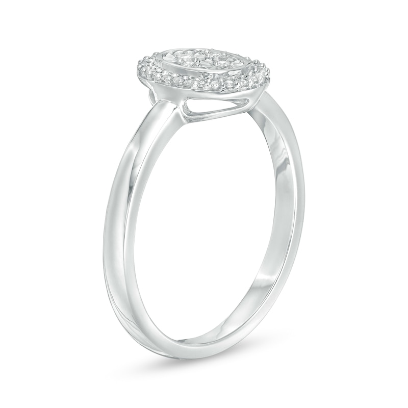 0.086 CT. T.W. Composite Diamond Oval Frame Promise Ring in Sterling Silver|Peoples Jewellers