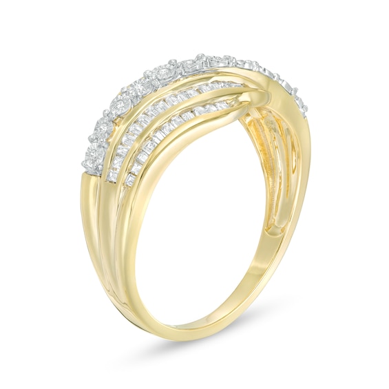 0.23 CT. T.W. Diamond Wave Ring in 10K Gold