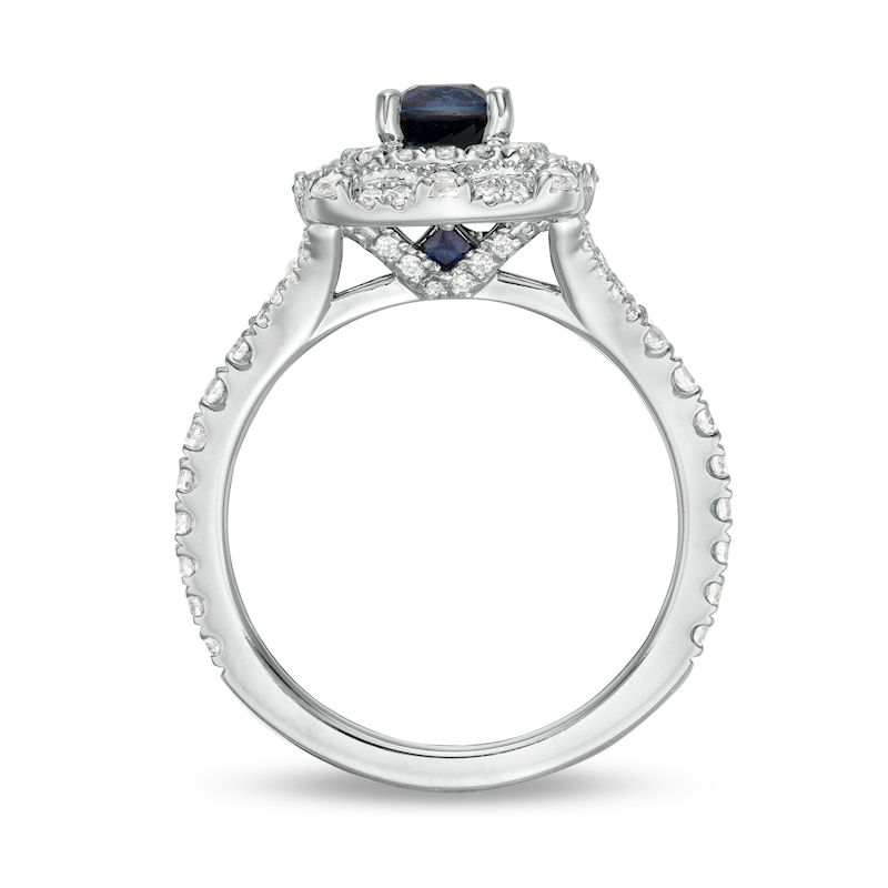 Vera Wang Love Collection Certified Cushion-Cut Sapphire and 0.58 CT. T.W. Diamond Engagement Ring in 14K White Gold|Peoples Jewellers