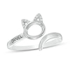 Thumbnail Image 0 of Diamond Accent Engravable Cat Bypass Wrap Ring in Sterling Silver (1 Line)