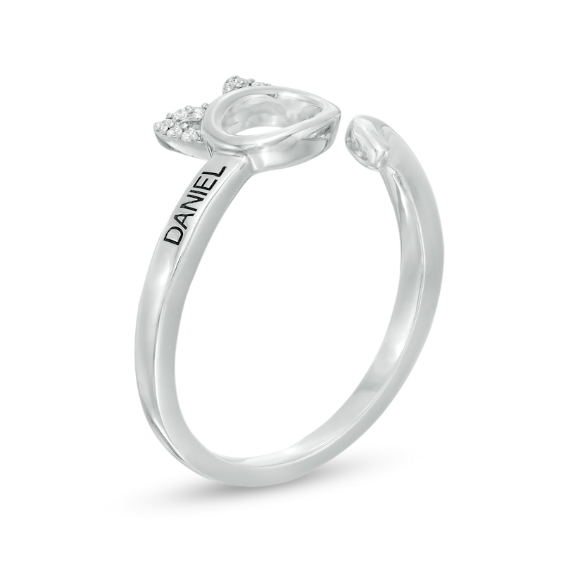 Main Image 3 of Diamond Accent Engravable Cat Bypass Wrap Ring in Sterling Silver (1 Line)