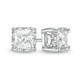 0.50 CT. T.W. Certified Canadian Princess-Cut Diamond Frame Stud Earrings in 14K White Gold (I/I2)