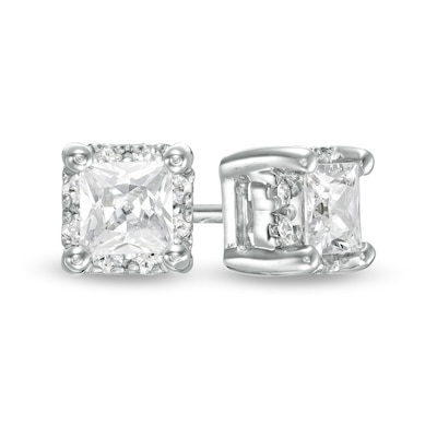 0.50 CT. T.W. Certified Canadian Princess-Cut Diamond Frame Stud Earrings in 14K White Gold (I/I2)