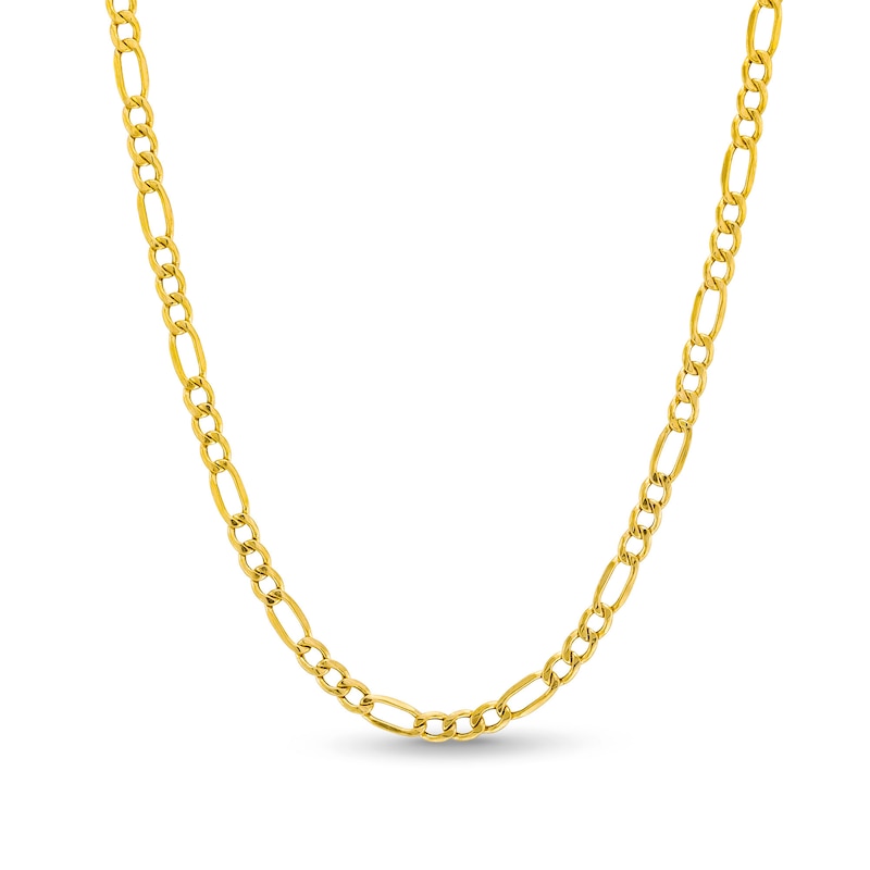 3.4mm Diamond-Cut Figaro Chain Necklace in Hollow 10K Gold