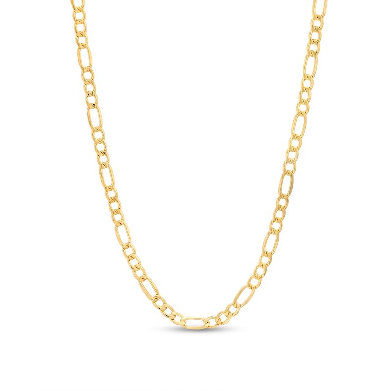 3.3mm Diamond-Cut Figaro Chain Necklace in Hollow 10K Gold - 22"|Peoples Jewellers