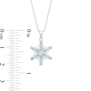 Child's Blue Cubic Zirconia ©Disney Frozen Snowflake Pendant in Sterling Silver - 15"