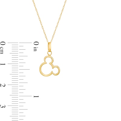 Child's ©Disney Tilted Mickey Mouse Silhouette Pendant in 10K Gold - 13"