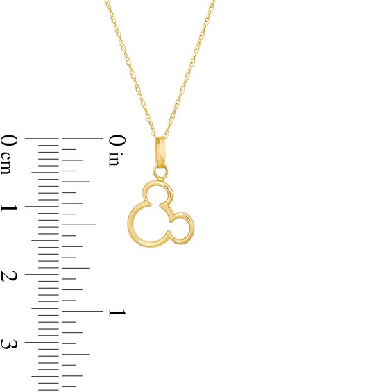 Child's ©Disney Tilted Mickey Mouse Silhouette Pendant in 10K Gold - 13"