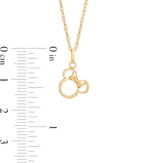 Child's ©Disney Minnie Mouse Tilted Silhouette Pendant in 10K Gold - 13"