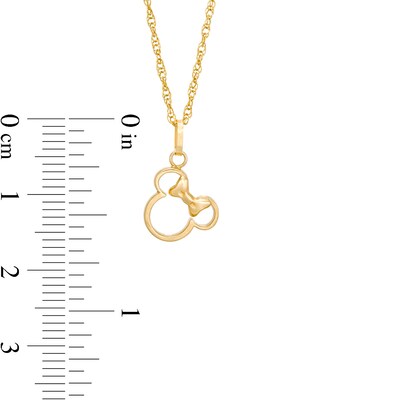 Child's ©Disney Minnie Mouse Tilted Silhouette Pendant in 10K Gold - 13"