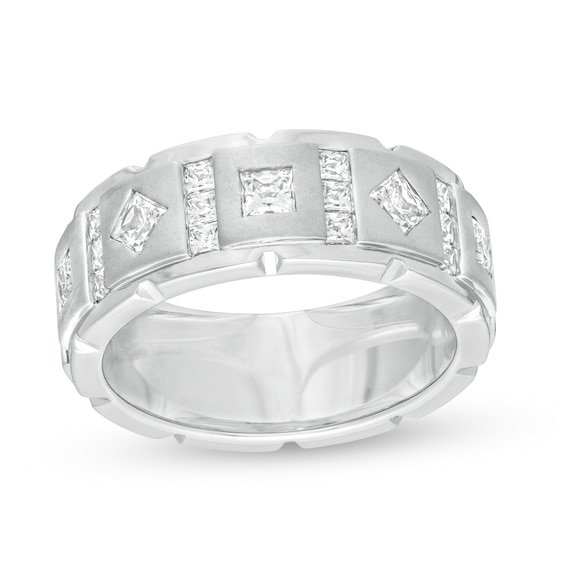 Men's 1.60 CT. T.W. Square-Cut Diamond Geometric Wedding Band in 10K White Gold