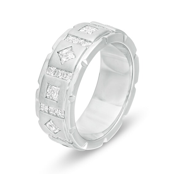 Men's 1.60 CT. T.W. Square-Cut Diamond Geometric Wedding Band in 10K White Gold