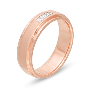 Men's 0.25 CT. T.W. Square-Cut Diamond Wedding Band in 10K Rose Gold