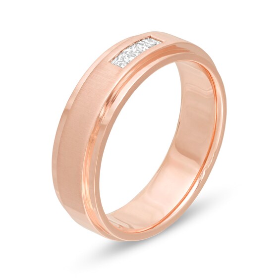 Men's 0.25 CT. T.W. Square-Cut Diamond Wedding Band in 10K Rose Gold