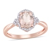 Thumbnail Image 0 of Oval Morganite and 0.13 CT. T.W. Diamond Frame Vintage-Style Ring in 10K Rose Gold