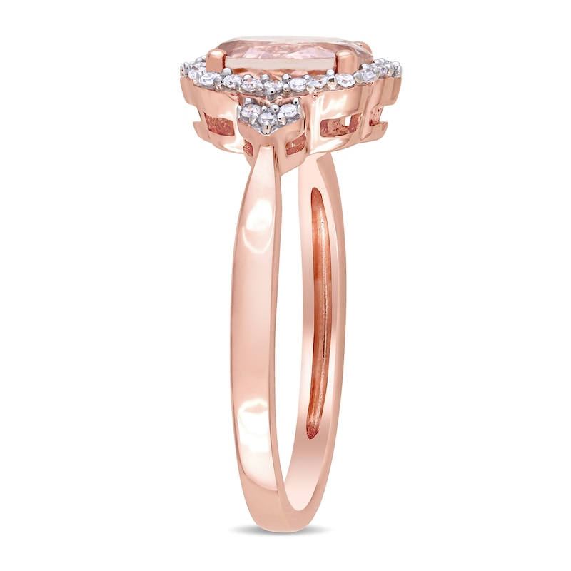 Oval Morganite and 0.13 CT. T.W. Diamond Frame Vintage-Style Ring in 10K Rose Gold|Peoples Jewellers