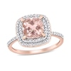 7.0mm Cushion-Cut Morganite and 0.09 CT. T.W. Diamond Double Frame Ring in 14K Rose Gold