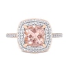 Thumbnail Image 3 of 7.0mm Cushion-Cut Morganite and 0.09 CT. T.W. Diamond Double Frame Ring in 14K Rose Gold