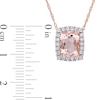 Thumbnail Image 2 of Elongated Cushion-Cut Morganite and 0.24 CT. T.W. Diamond Frame Pendant in 14K Rose Gold - 17"