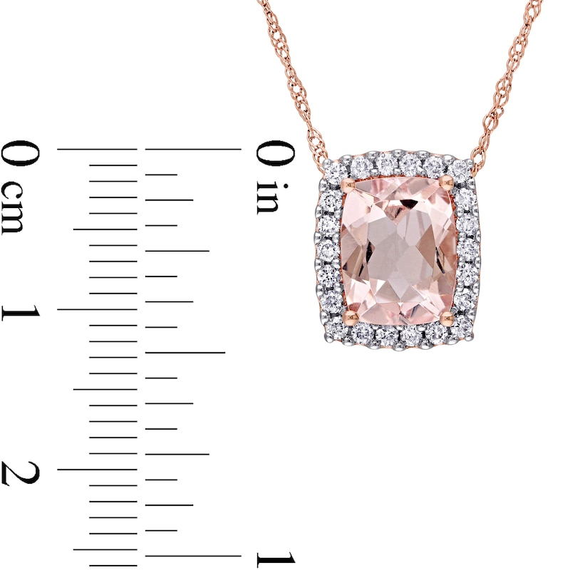 Elongated Cushion-Cut Morganite and 0.24 CT. T.W. Diamond Frame Pendant in 14K Rose Gold - 17"|Peoples Jewellers