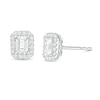 Thumbnail Image 0 of 0.95 CT. T.W. Certified Emerald-Cut Diamond Frame Stud Earrings in 14K White Gold (I/SI2)