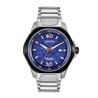 Men's Citizen Eco-Drive® Marvel 80th Anniversary Super Titanium™ Watch with Blue Dial (Model: AW1548-86W)