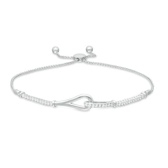 Love + Be Loved 0.50 CT. T.W. Diamond Loop Bolo Bracelet in 10K White Gold - 9.0"