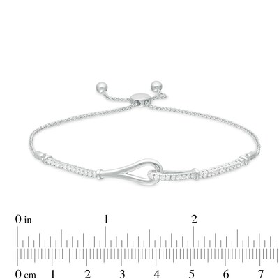 Love + Be Loved 0.50 CT. T.W. Diamond Loop Bolo Bracelet in 10K White Gold - 9.0"