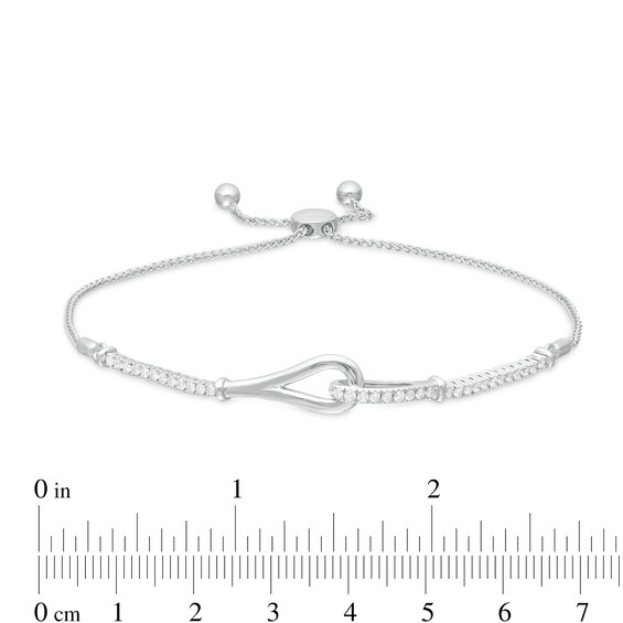 Love + Be Loved 0.50 CT. T.W. Diamond Loop Bolo Bracelet in 10K White Gold - 9.0"