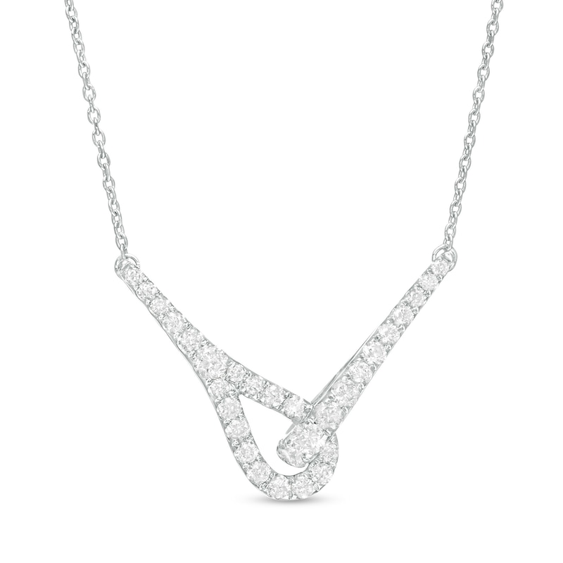 Love + Be Loved 0.50 CT. T.W. Diamond Loop Necklace in 10K White Gold