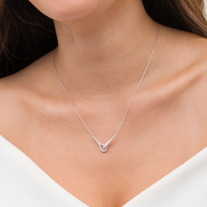 Love + Be Loved 0.50 CT. T.W. Diamond Loop Necklace in 10K White Gold