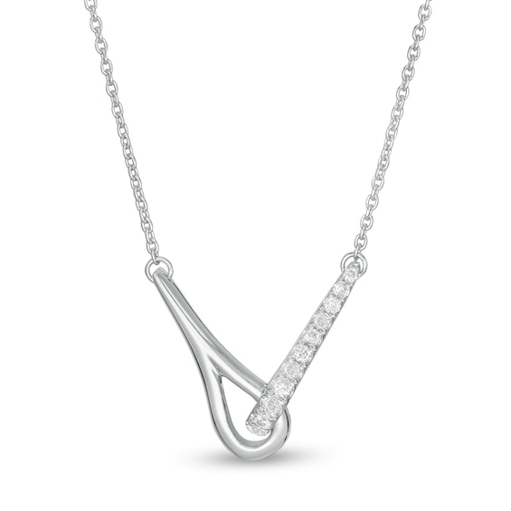 Love + Be Loved 0.10 CT. T.W. Diamond Loop Necklace in 10K White Gold