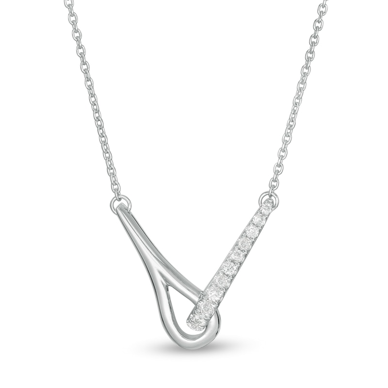 Main Image 1 of Love + Be Loved 0.10 CT. T.W. Diamond Loop Necklace in 10K White Gold